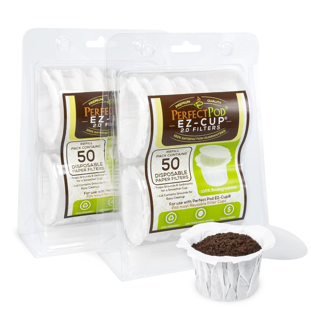 100-Pack Disposable Paper Filter Cups - Reusable K-Cup Filters, Beige, 35x33mm